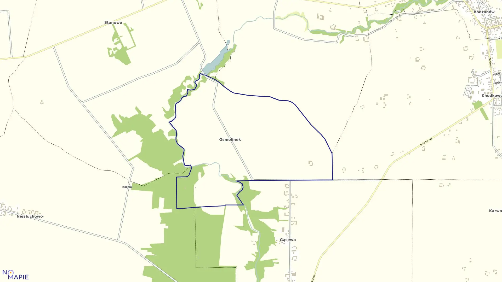 Mapa obrębu OSMOLINEK w gminie Bodzanów